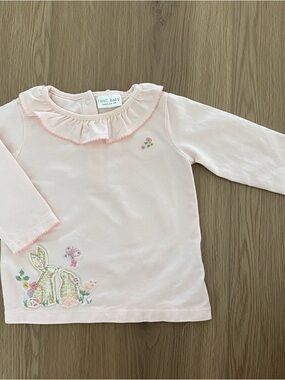 next Baby Pink Long Sleeve Top with Bunny Embroidery Baby Girl’s Size 3-6M